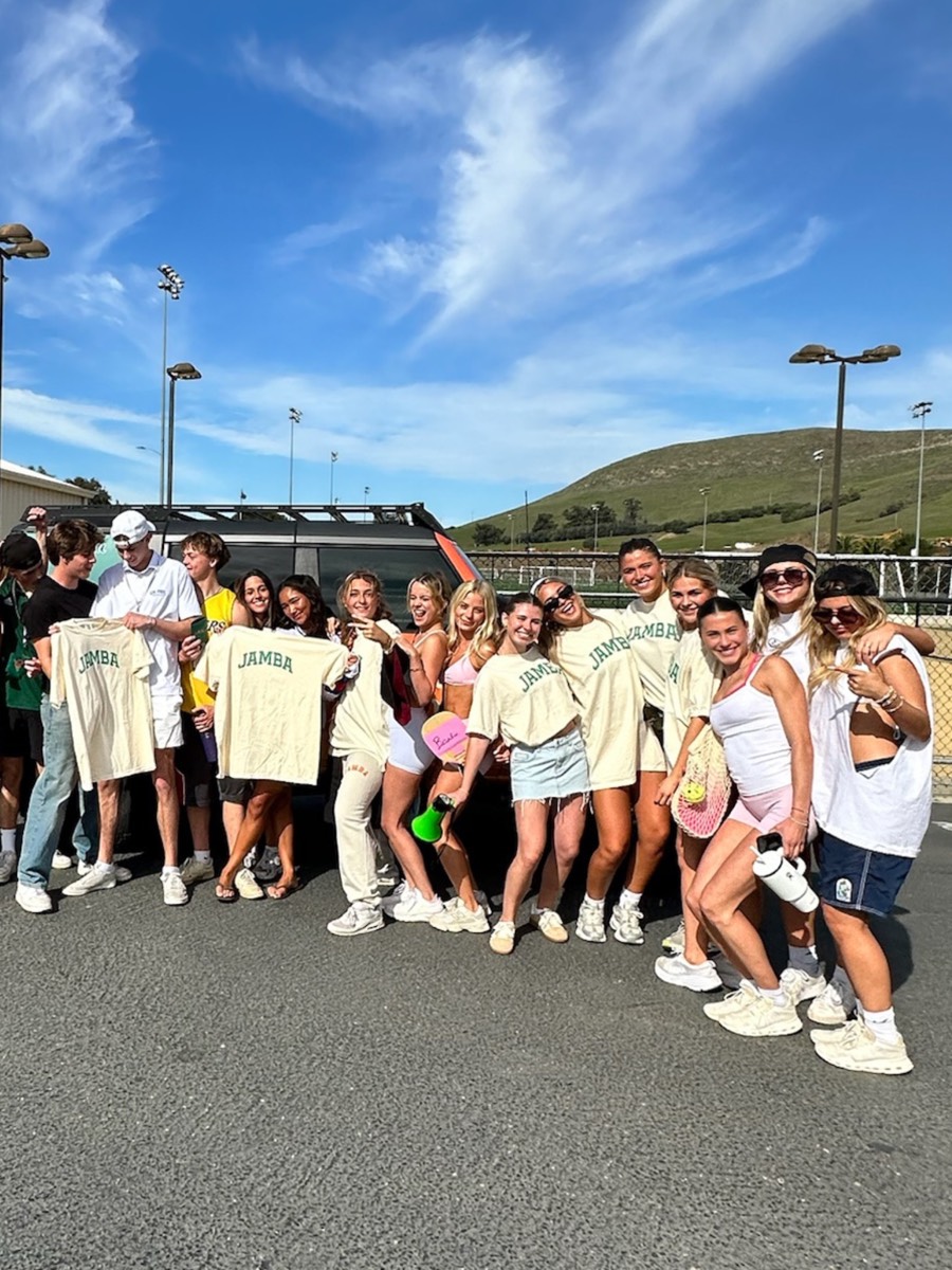 A large group of guests in Jamba tees