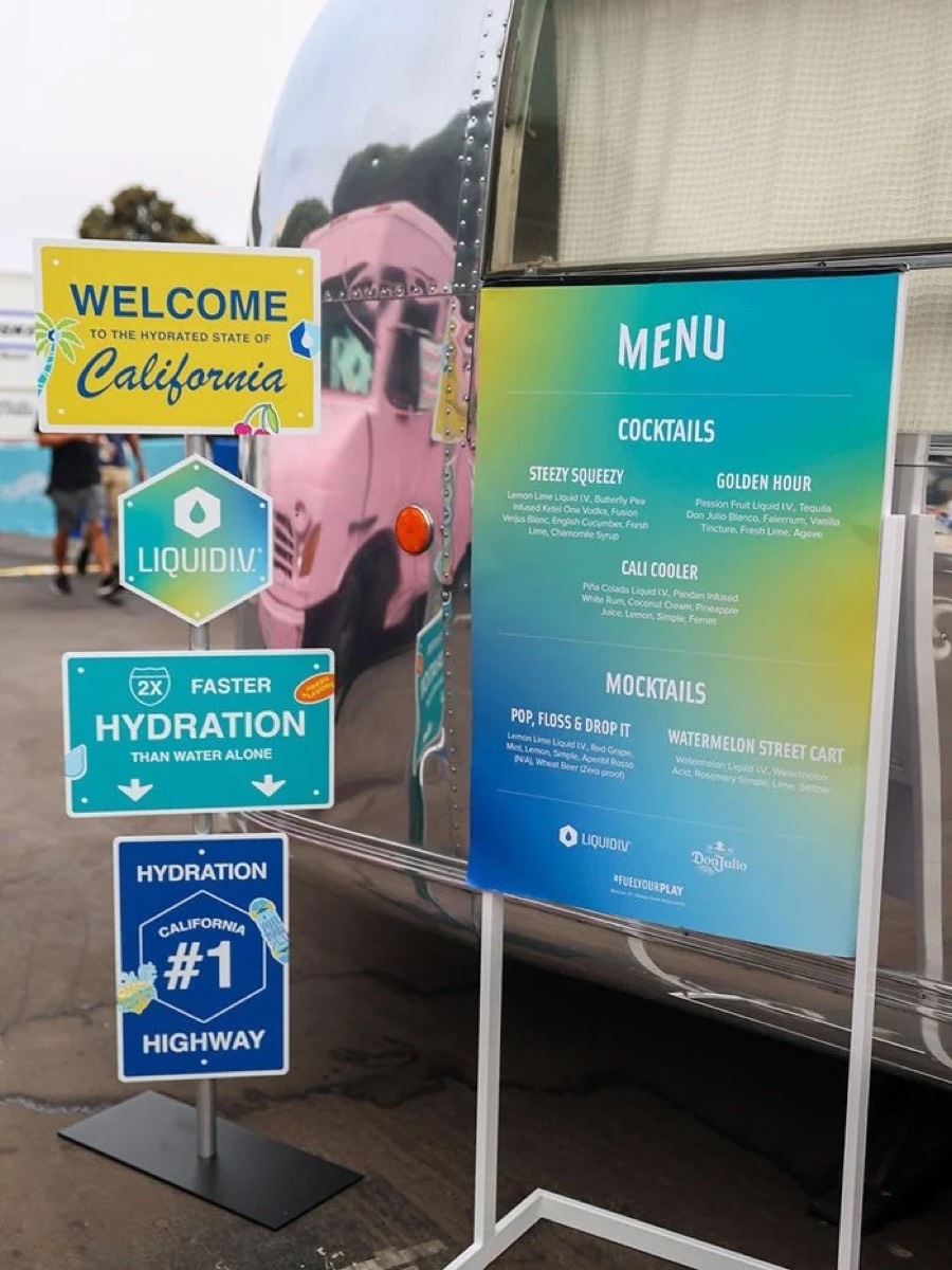 Liquid I.V. welcome and menu signage