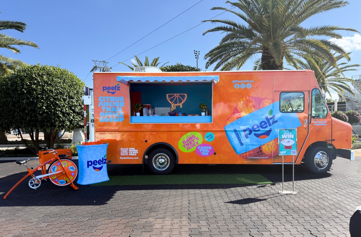 The Peelz truck parked and open on game day in Miami